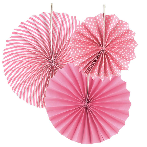 Paper Rosette Pinwheel Party Backdrop Fans, Assorted Sizes, 3-Piece