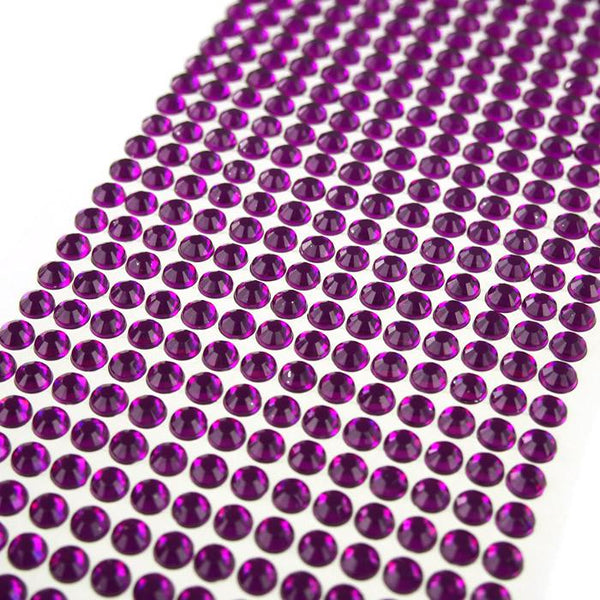 Self Adhesive Rhinestone Circle, 6mm, 72-count, Purple