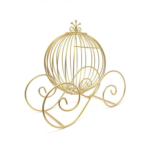 Metal Wire Pumpkin Coach, 12-Inch, Gold
