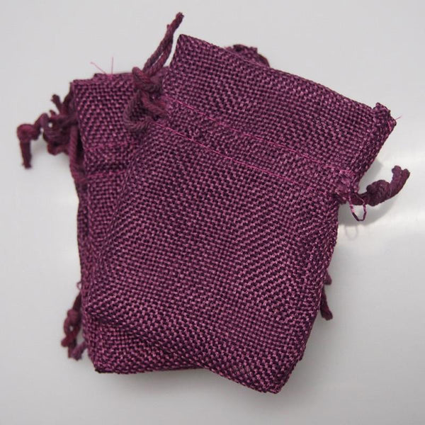 Faux Burlap Pouch Bags, 3-inch x 4-inch, 6-Piece, Purple