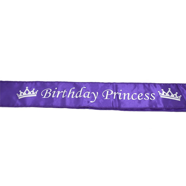 Satin Birthday Princess Sash, Purple, 29-Inch