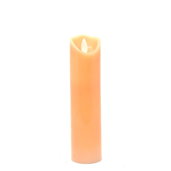 Flameless Wax Slender Pillar LED Candle, Tan, 6-Inch