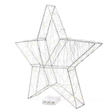 LED Metal Wired Christmas Star Stand, Silver, 15-Inch