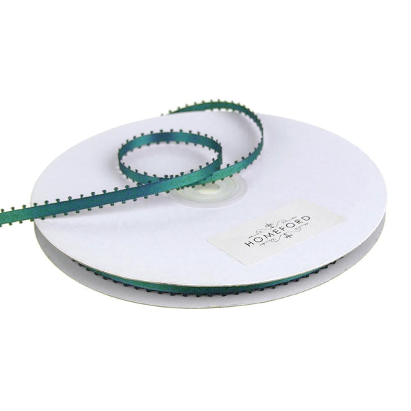 Picot-edge Double Face Satin Ribbon, Teal, 3/16-Inch, 50 Yards