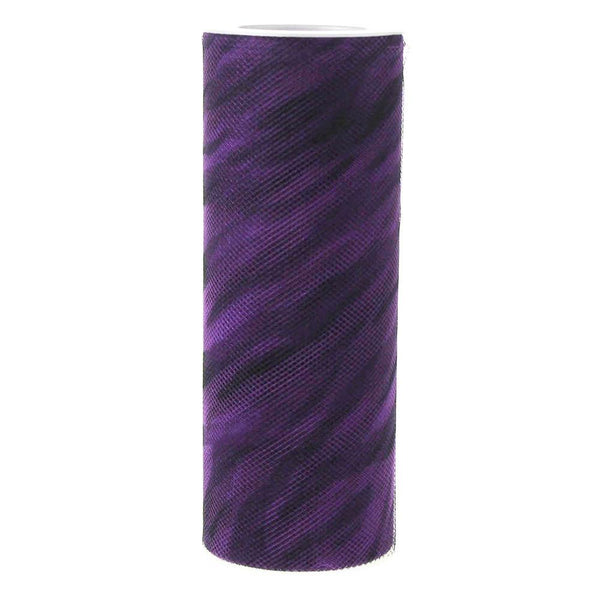 Zebra Print Tulle Roll Spool, 6-Inch, 10 Yards, Purple