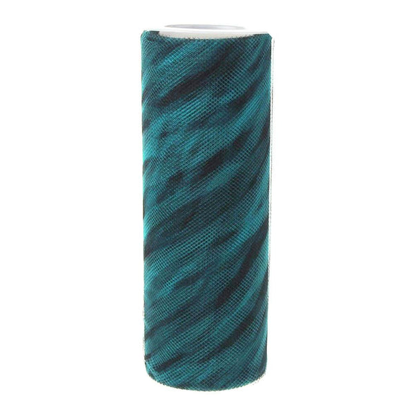 Zebra Print Tulle Roll Spool, 6-Inch, 10 Yards, Turquoise