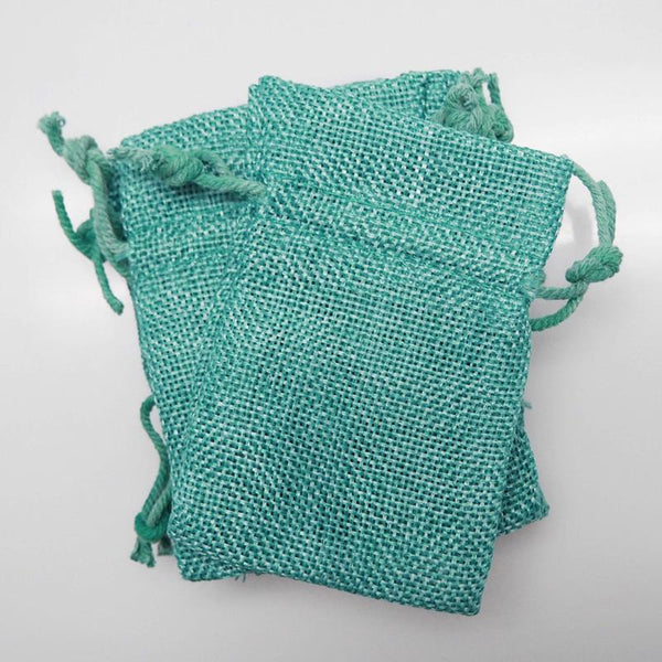 Faux Burlap Pouch Bags, 4-inch x 5-inch, 6-Piece, Turquoise