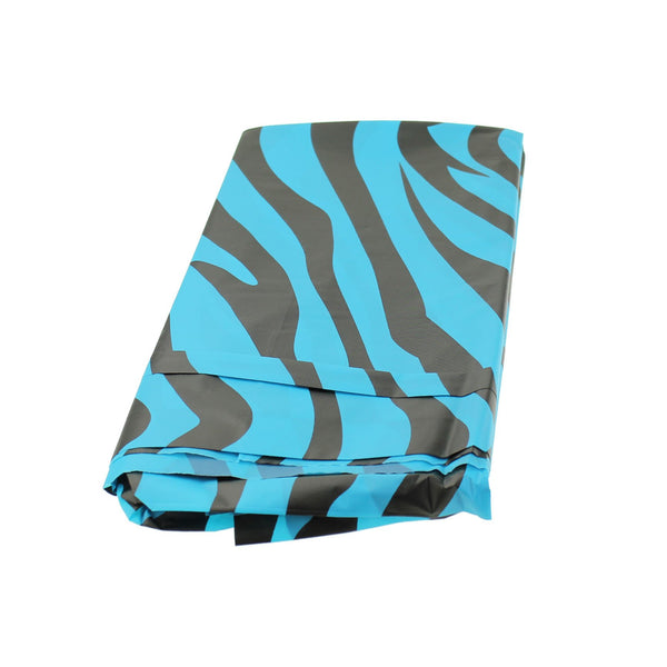 Rectangular Zebra Plastic Table Cover, 54-inch x 108-inch, Turquoise