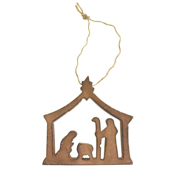 Wooden Nativity Scene Christmas Ornament, 3-Inch, Natural